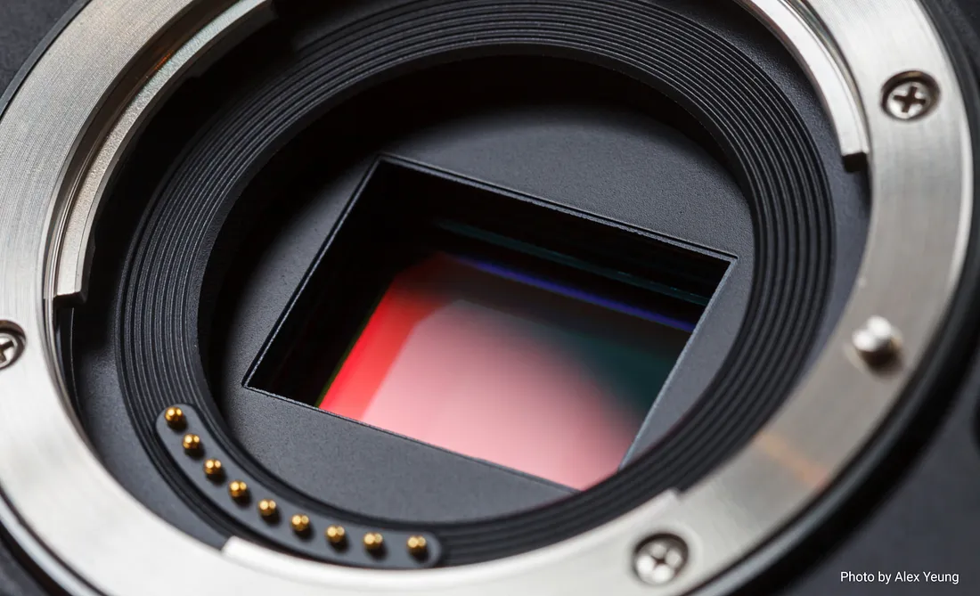 A close-up of a camera sensor.